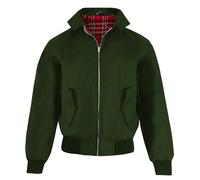 New Mens Bomber Jacket Tartan Lining 1970's Scooter Mod Vintage Retro Zipper Full Zip Top Coat (UK, Alpha, M, Regular, Regular, Camo Green)