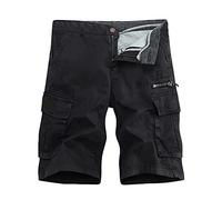 New Mens Chino Shorts Cargo Shorts with Zip Pockets Casual-Summer Cargo Mens Cotton Combat Half Pant Work Trousers Slim Fit Stretch Formal Office Work Outdoor Workout Hiking Holiday Short Black