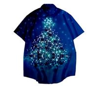 New Men's comfortable casual beach shirt Men'S Casual Printed Short Sleeved Shirt Christmas Fashion Regular Fit Casual Summer Beach Shirt for Mens (Blue, XXXXXXXXL)