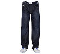 New Mens Designer Smith & Jones Jeans Denim Regular Straight Cut Pants Free Belt (40W X 32L, Dark Wash)