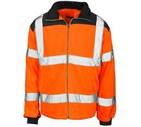 New Mens Hi Vis Fleece Jacket Heavyweight 300g Full Zip Warm 2 Side Pockets Elasticated Cuffs Work EN471 Reflective Tape Safety High Viz Suitable For Work Leisure Workwear Walking Comfortable Casual Warm ORANGE XXL