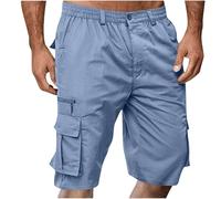New Mens Knee Length Cargo Jeans UK Solid Color Plain Pants with Multi Pockets Lightweight Breathable Durable Workwear Comfy Baggy Outdoor Sports Hiking Walking Shorts Warehouse Clearance 2025