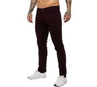 New Mens Kruze Stretch Slim Fit Chinos Branded Trousers Black Tan Navy White Holt 28 W X32L Burgundy