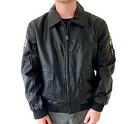 New Men's Quality US Army Style Bomber Jacket Black with Badges UK Sizes LG-4XL (LG)