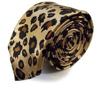 New Mens Satin Narrow Skinny Slim Pattern Tartan Stripe NeckTie Ties (Leopard)