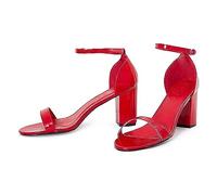 New Mens Womens Block Heel Open Peep Toe Sandals Buckle Ankle Strap Drag Queen Cross Dresser Heeled Shoes Plus Size