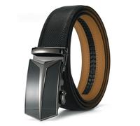 New men's zinc alloy automatic buckle casual business belt, two-layer cowhide belt (Sword style black,130cm)