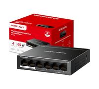 NEW MERCUSYS MS106GP 6 Port Gigabit PoE Switch, Network Switch with 4-Port PoE+, 65W Total Budget, 2 Uplink Ports, Metal Case, Desktop & Wall Mount, Silent Operation, Isolation Mode, Plug & Play