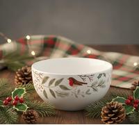 New Merry Robin Rice Bowl - Festive Ceramic Bowl with Charming Robin and Foliage Design, Perfect for Rice, Soup & Pasta, Ideal for Everyday Use or Special Occasions -N14