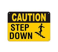 New Metal Aluminum Sign Caution Step Down Hazard Watch Your Steps Tin Sign 8X12 Inch