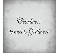 New Metal Aluminum Sign Cleanliness Is Next To Godliness Style 1 Novelty Square Light Grey Background Black Lettering Tin Sign 8X12 Inch