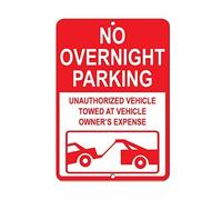 New Metal Aluminum Sign No Overnight Parking Unauthorized Vehicle Towed Away Tin Sign 8x12 Inch