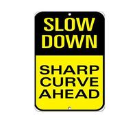 New Metal Aluminum Sign Slow Down Sharp Curve Ahead Traffic Tin Sign 8X12 Inch
