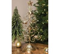 New Metal Christmas Tree Candle Holder, Enhanced With Festive Accents, Holds Up to 4 Candles, Comes in A Golden Finish, Illuminate the Holiday Season, Combines Timeless Elegance.