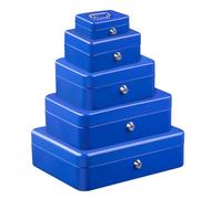 New Metal Petty Cash Box With 2 Keys Steel Cash Safe Box Cash Deposit Coin Tin Money Safe Box Security Organiser Removable Change Tray For Perfect Secure Storage (Blue, 12 inch)