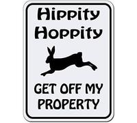 New Metal Sign Aluminum Hoppity Get Off My Property Rabbit Bunny No Trespassing Novelty For Outdoor & Indoor 8x12 Inch