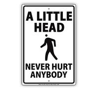 New Metal Sign Aluminum Sign A Little Head Never Hurt Anybody Ridiculous Humor Jokes Warning Notice for Outdoor & Indoor 16x12 Inch