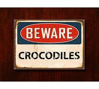 New Metal Sign Aluminum Sign Beware Crocodiles Beware Warning Wall Sign For Outdoor & Indoor 12" X 8"