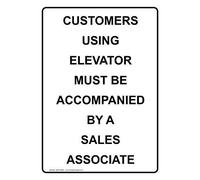 New Metal Sign Aluminum Sign Customers Using Elevator Must Be Accompanied Whites For Outdoor & Indoor 12" X 8"