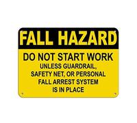 New Metal Sign Aluminum Sign Fall Hazard Use Guardrail Net Personal Fall Arrest System For Outdoor & Indoor 12" X 8"