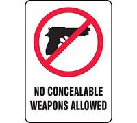 New metal sign aluminum sign no concealable weapons allowed for outdoor & indoor For Home Bathroom Restaurants Kitchen Garden Cave Garage Office Bar Cafe 8×12 INCH