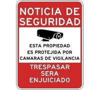 New Metal Sign Aluminum Sign Spanish Property Protected By Video Surveillance Sign For Outdoor & Indoor 12" X 8"