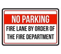 New Metal Sign No Parking Fire Lane by Order of The Department Red Black & White Business Safety Large Garage Home Yard for Outdoor & Indoor 8"x12"