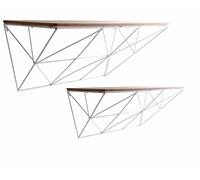 NEW METAL WIRE FRAME DISPLAY WOODEN SHELVE RACK UNIT SHELF STORAGE WALL MOUNTED