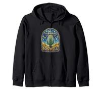 New Mexico Alien UFO Abduction Cactus Under Starry Night Zip Hoodie