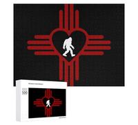 New Mexico Bigfoot State Flag Wooden Jigsaw Puzzles for Adults Brain-Teasing Game Idea Puzzle Gift 500 PCS