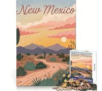 New Mexico Desert Sunset Jigsaw Puzzle for Adults 1000 Pieces Mind Play Relaxing Fun Clean Edge Art Collection Piece (38x26cm)
