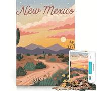 New Mexico Desert Sunset Jigsaw Puzzles for Teenagers 1000 Pieces Brain Workout Toy Home Activity Art Assembly (38x52cm)