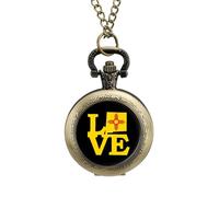 New Mexico Flag Love Vintage Pocket Watch Alloy Pendant Watches Necklace Gift for Men Women Coppery-Style