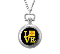 New Mexico Flag Love Vintage Pocket Watch Alloy Pendant Watches Necklace Gift for Men Women Silver-Style