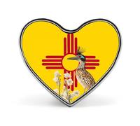 New Mexico Flag Roadrunner And Yucca Brooch Pins Heart Badge Button Tie Lapel Backpack Pin Decoration for Women Men