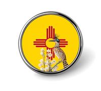 New Mexico Flag Roadrunner And Yucca Round Brooch Pins Badge Printed Button Tie Lapel Backpack Pin Decoration for Women Men