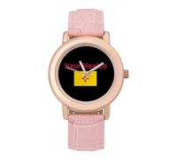 New Mexico Flag Women's Wrist Watch Easy Reader with Leather Strap Analog Display Wonderful Ladies Gifts