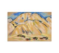 New Mexico Hills by Marsden Hartley - 1920s Modernist Wall Art Print with Mountainous Terrain And Rustic Houses Cool Artworks Painting Wall Art Canvas Prints Hanging Picture Home Decors Gift Idea Unfr