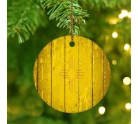 New Mexico Ornament Keepsake USA American State Gift Round Christmas Tree Ornament Ceramic Porcelain Hanging Memorial Flag American US Christmas Bauble for Xmas Party Decorations
