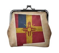 New Mexico Simple Flag Map Printing Coin Purse, Lightweight Minimalist Wallet For Music Festivals And Concerts, Black, One Size, Art Deco