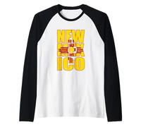 New Mexico State Flag Zia Sun Symbol Inside Bold Typography Raglan Baseball Tee