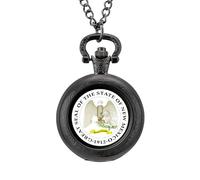 New Mexico State Logo Vintage Pocket Watches Roman Numerals Quaretz Watch with Chain Christmas Birthday Gifts Black-Style