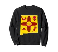 New Mexico State Map With Zia Symbol And Famous Icons Sweatshirt