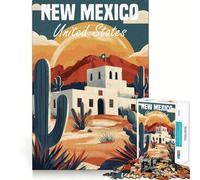 New Mexico Travel Poster Adult Jigsaw Puzzles 1000 Pieces Mind Challenge Toy Relax Time Quality Cut Cherished Gift (38x52cm)