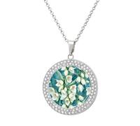 New Mexico Yucca State Flower Women's Custom Pendant Necklace Round Diamond Necklaces Jewelry Gifts for Men Birthday