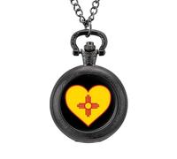 New Mexico Zia Sun Symbol Men's Pocket & Fob Watches Silent Ticking Quartz Alloy Chain Watch for Daily Use Black-Style