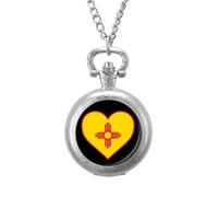 New Mexico Zia Sun Symbol Men's Pocket & Fob Watches Silent Ticking Quartz Alloy Chain Watch for Daily Use Silver-Style