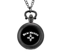New Mexico Zia Symbol Vintage Pocket Watch Alloy Pendant Watches Necklace Gift for Men Women Black-Style