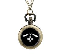 New Mexico Zia Symbol Vintage Pocket Watch Alloy Pendant Watches Necklace Gift for Men Women Coppery-Style