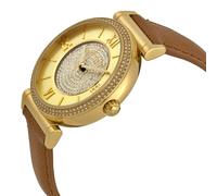 NEW MICHAEL KORS CATLIN GOLD TONE,BROWN SAFFIANO LEATHER BAND,PAVE WATCH MK2375